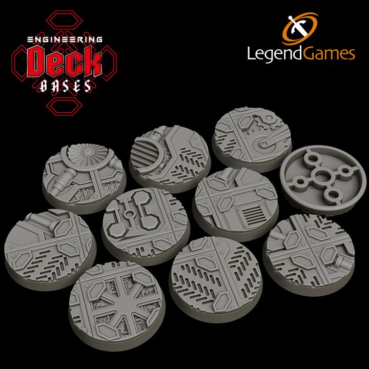 LegendGames 32mm Engineering Deck Bases - Round magnetised Sci-Fi