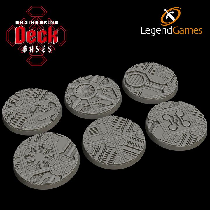 LegendGames 50mm Engineering Deck Bases - Round magnetised Sci-Fi