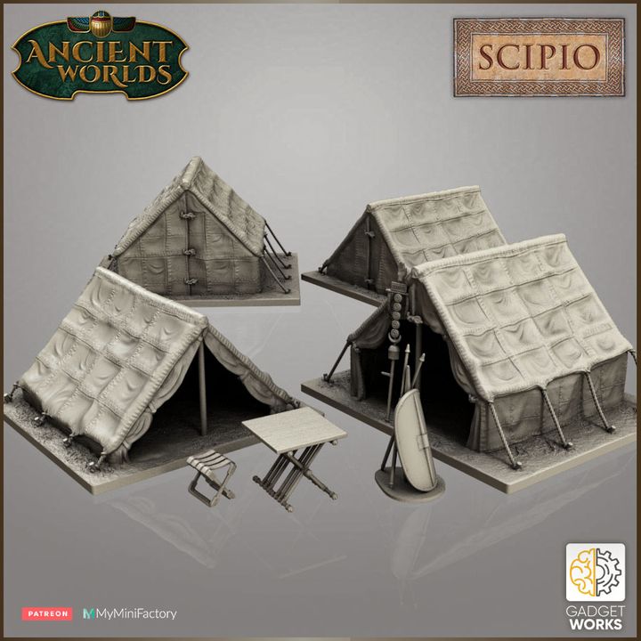 Roman Legion Tents - Closed and Open