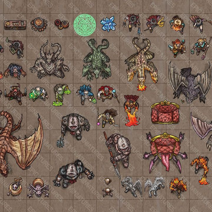 Arcane Dungeon Virtual Tabletop Token Set / VTT Tokens Collection