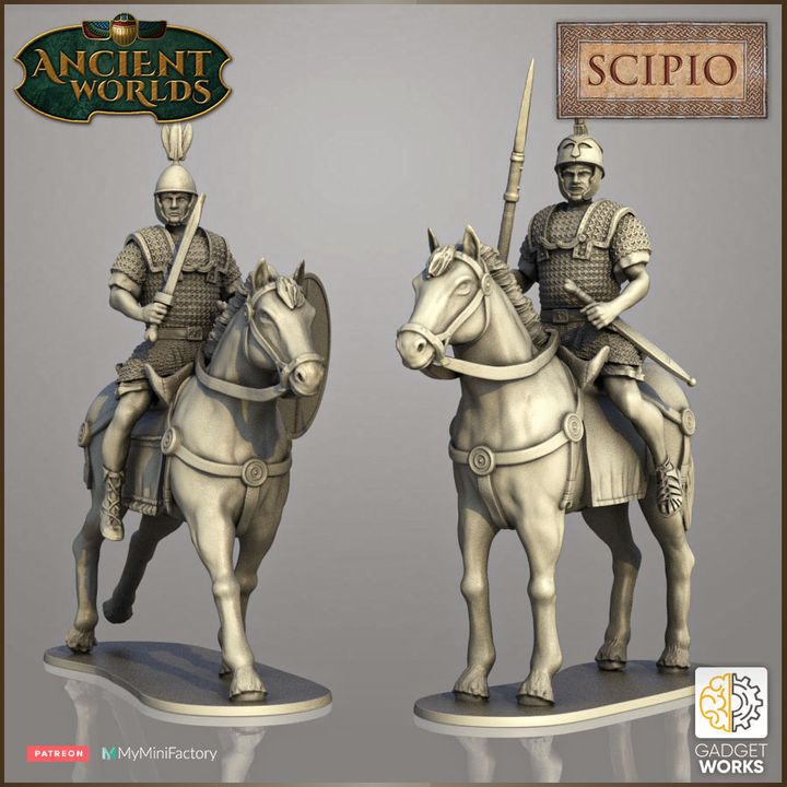 3D Printable 28mm Roman Republican Equites Cavalry by Gadgetworks