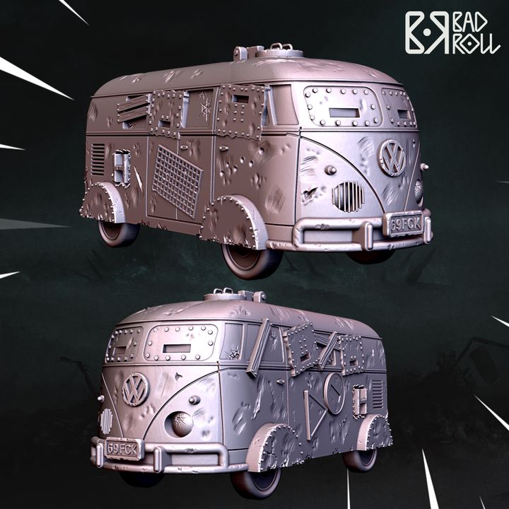 3D Printable Post-apocalyptic van by Bad Roll Games