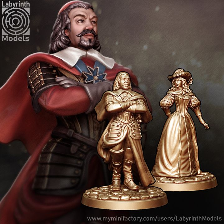 3D Printable Richelieu, Milady, and Rochefort - 32mm scale by Labyrinth ...