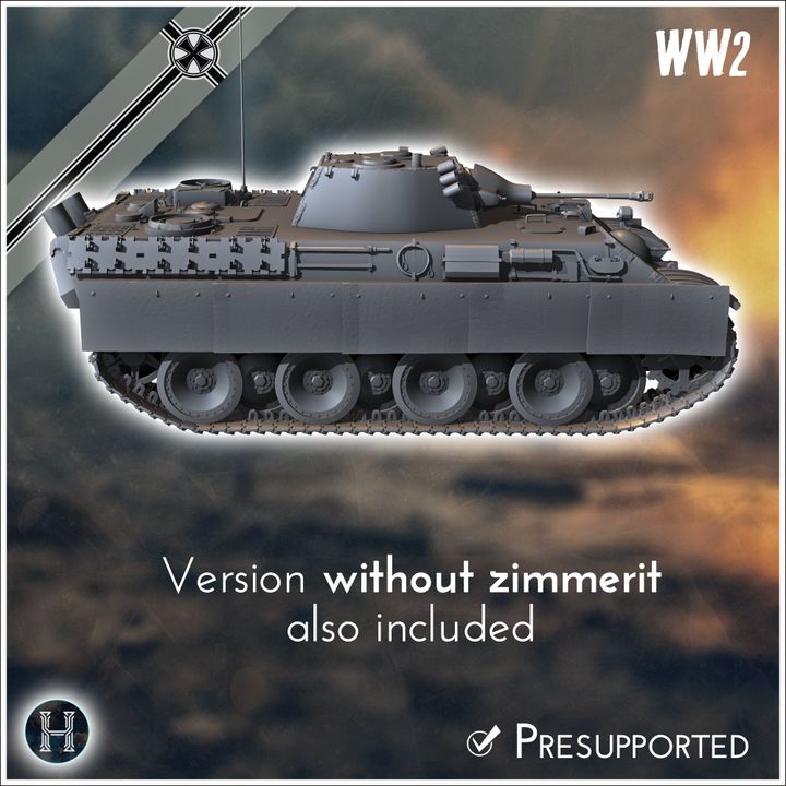 3D Printable Gefechtsaufklärer Panther Ausf. G with 50mm KwK
