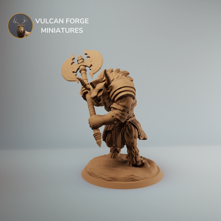 3D Printable Minotaur Gladiator, minotaur with great axe