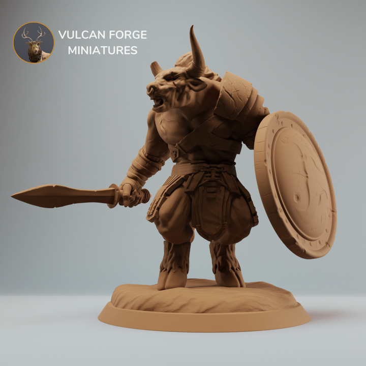 3D Printable Minotaur Gladiator, minotaur with sword and
