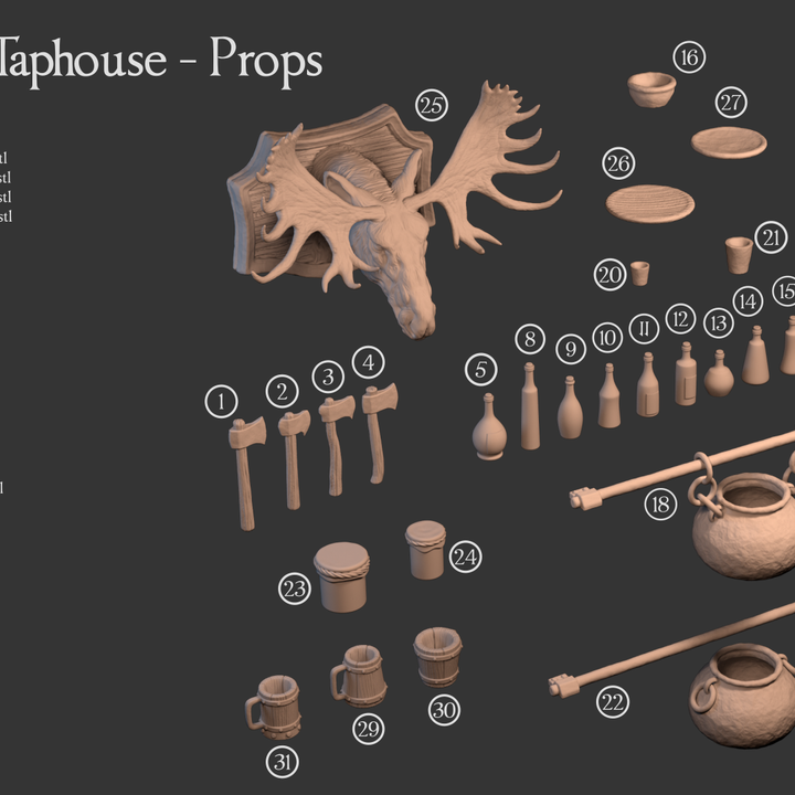 3D Printable The Moose Rest Taphouse Objects & Props by Making Tlon