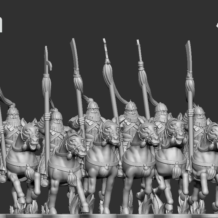 3D Printable 28mm JurchenJin Armoured Spear Horse by Ten Kingdoms