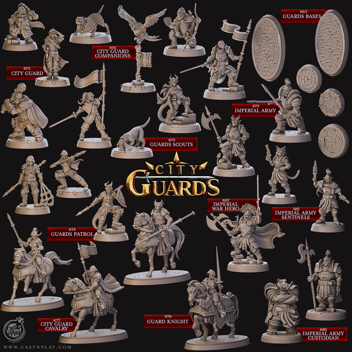 3D Printable City Guards (Set) (Pre-Supported) by Cast n Play