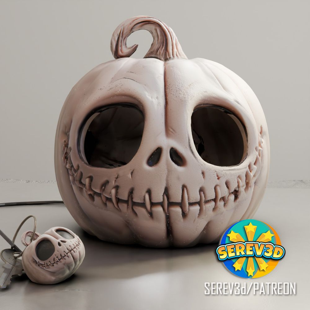 3D Printable Jack Skellington Pumpkin 2025 edition - SEREV3d by SEREV3d, image size:1000x1000