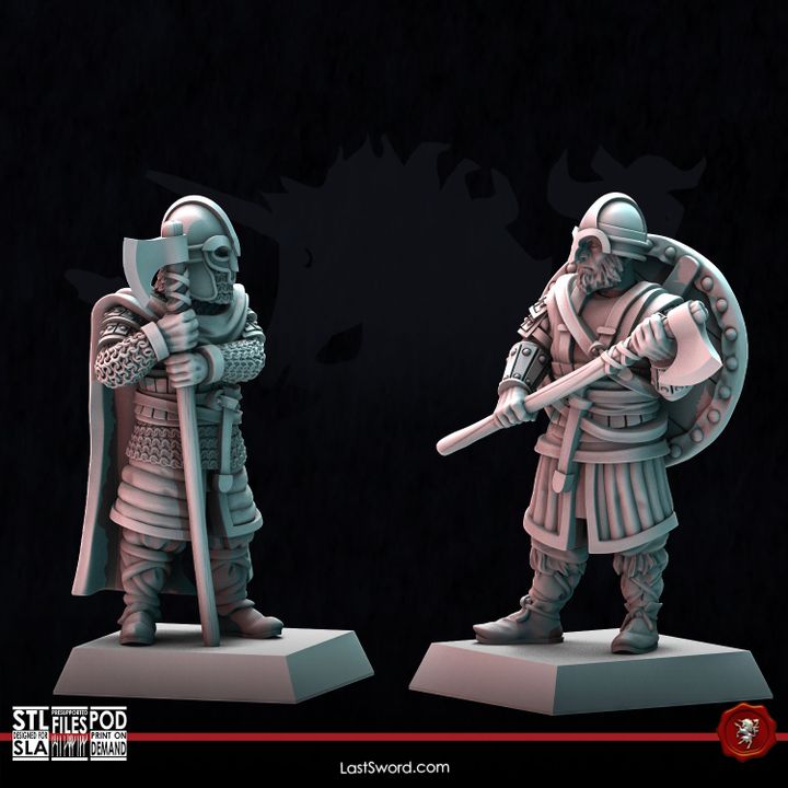 3D Printable Huscarls with Danish Axe by LastSword Miniatures