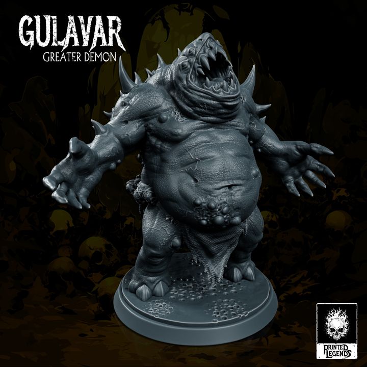 3D Printable Gulavar - Demon of Sloth and Gluttony (50mm Base) by