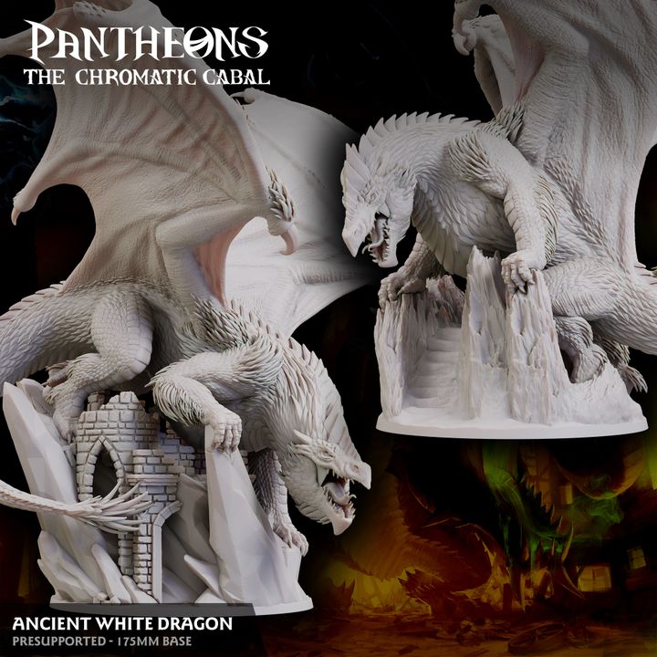 3D Printable Ancient White Dragon - Pantheons by Sordane Publishing