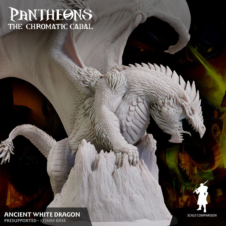 3D Printable Ancient White Dragon - Pantheons by Sordane Publishing