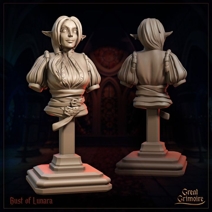 3D Printable Bust of Lunara by Great Grimoire
