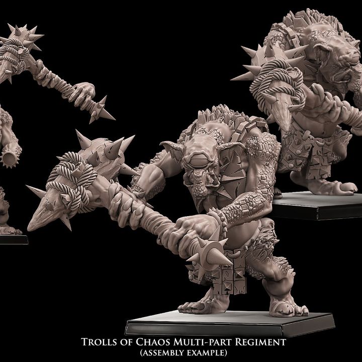 3D Printable Trolls of Chaos multi-part regiment by Avatars