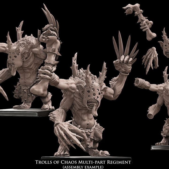3D Printable Trolls of Chaos multi-part regiment by Avatars