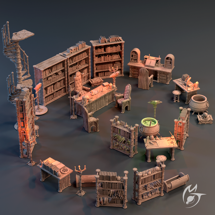 3D Printable Wizard Tower Objects & Props by Making Tlon