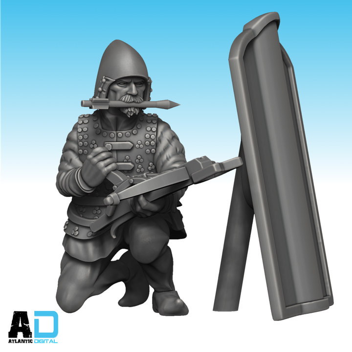 3D Printable Crecy-Agincourt Genoese Crossbowmen by Wargames Atlantic