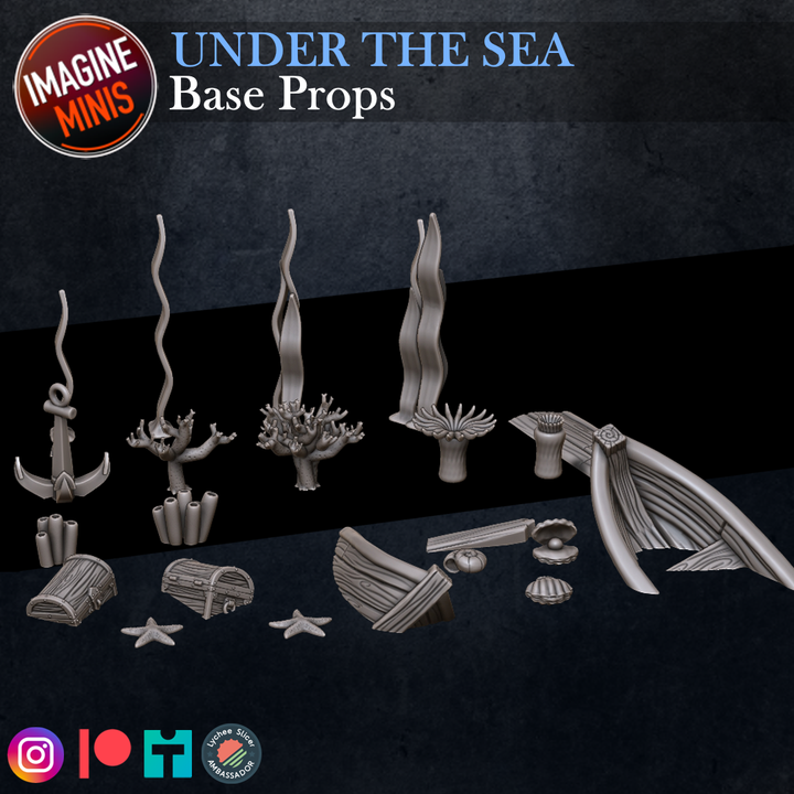 3D Printable Under The Sea - Base Props by Imagine Minis