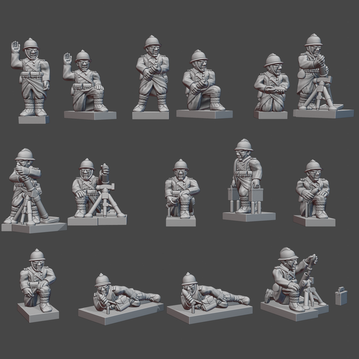 3D Printable French WW2 60mm & 81mm Mortars & Crews (1939-40) in Double ...