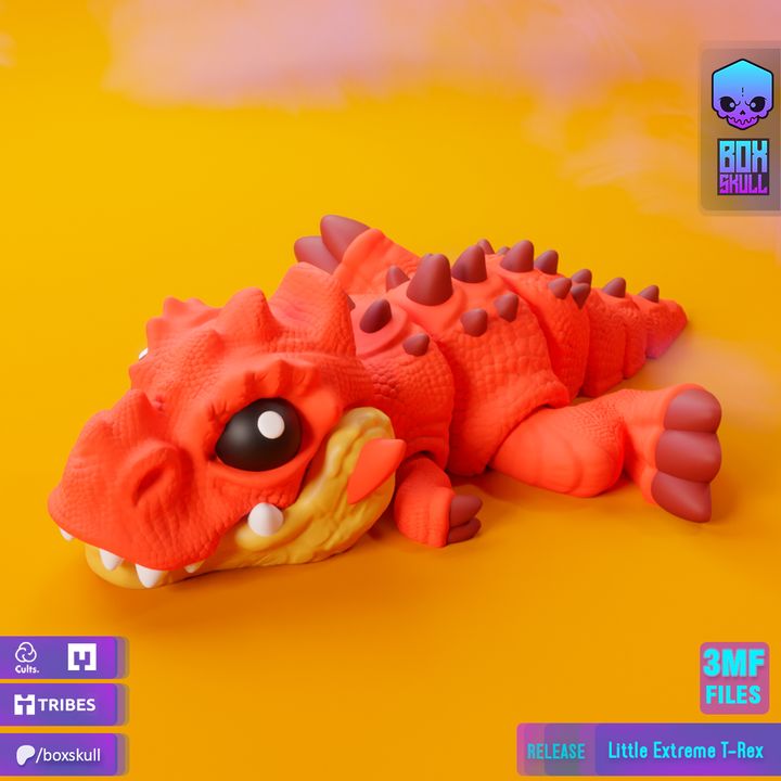 3D Printable LITTLE EXTREME T-REX - FLEXI - ARTICULATED - CUTE