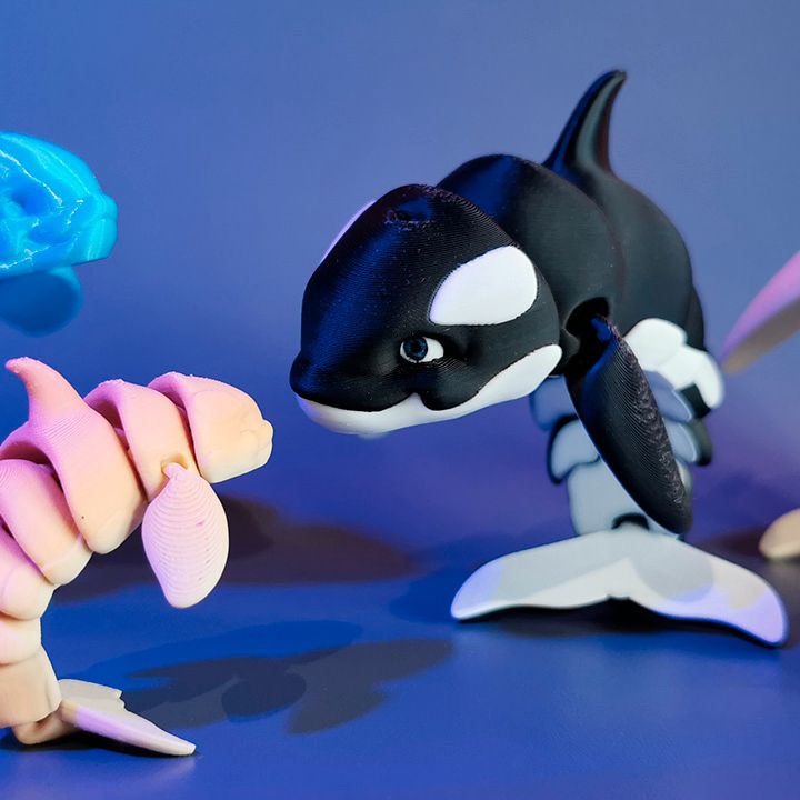 3D Printable KILLER WHALE ( ORCA - FLEXI, PRINT-IN-PLACE, CUTE) by