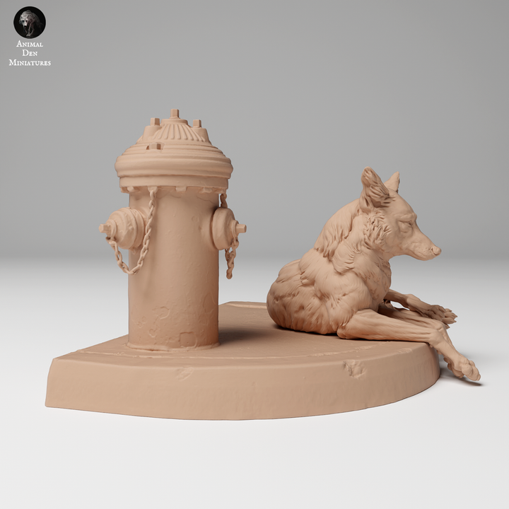 3D Printable Coyote Lying by Animal Den Miniatures