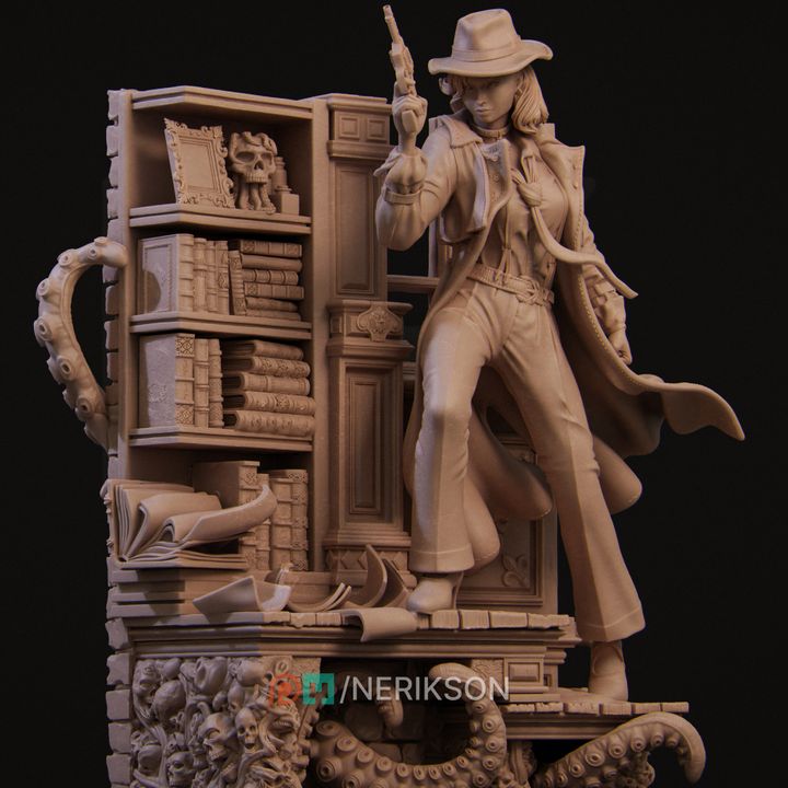 3D Printable Laura the Detective Diorama [presupported] by Nerikson