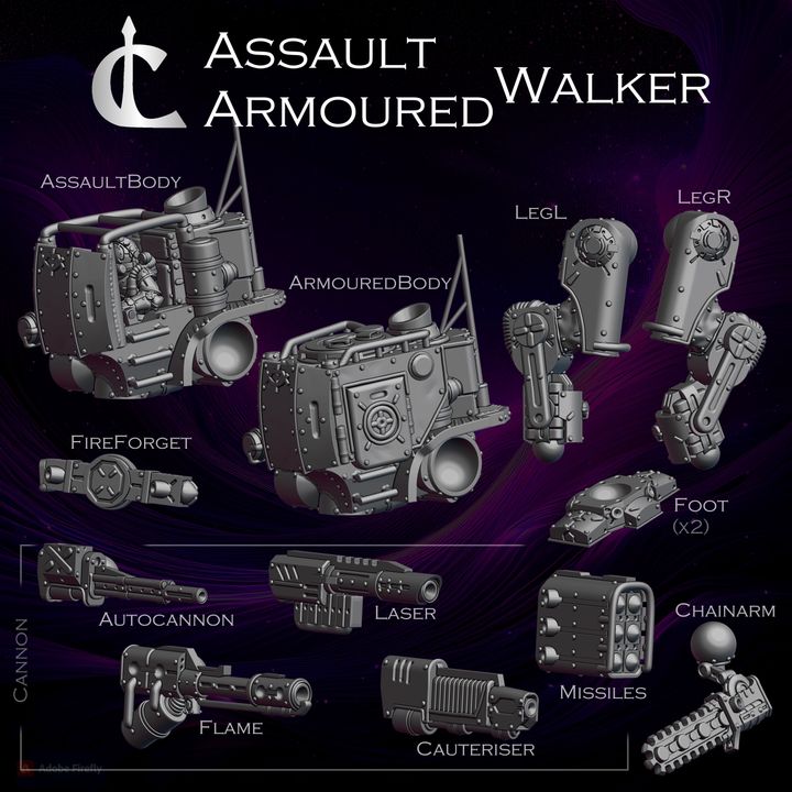 3D Printable Armoured Assault Walker - Presupported by Lucas with a C