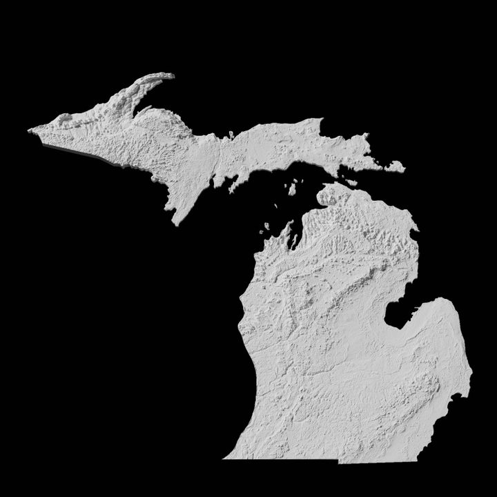 What Is The Elevation Of Michigan 3D Printable USA State of Michigan Topographic Map - 3D Terrain