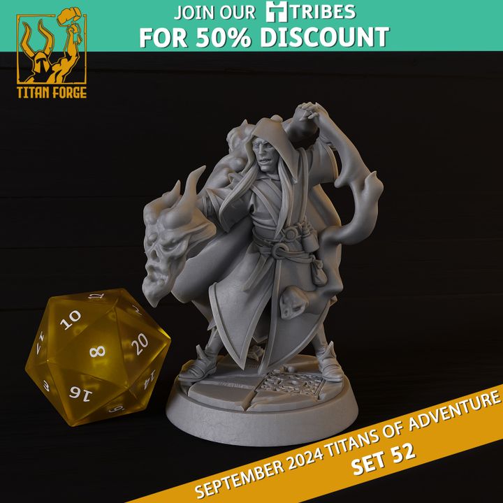 3d Printable Human Male Warlock - Dnd Hero Characters - Titans Of 