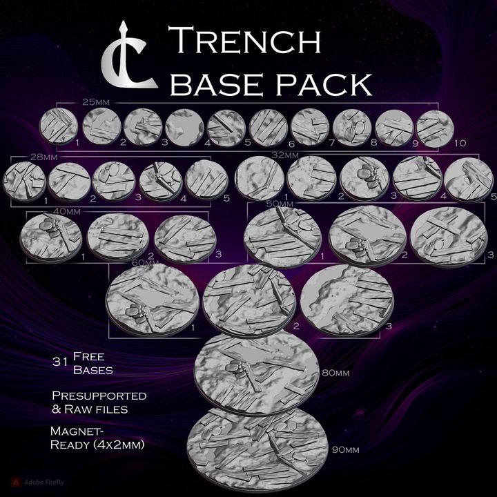 Photo of Free - Trench Base Pack(25mm-90mm) - Presupported 3D Model