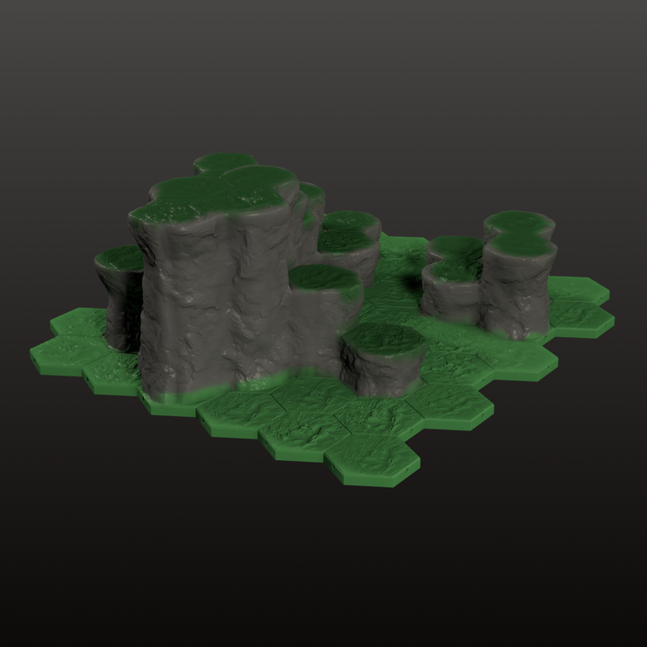 3D Printable 6mm Scale Hex Terrain Tile System - Set of 12