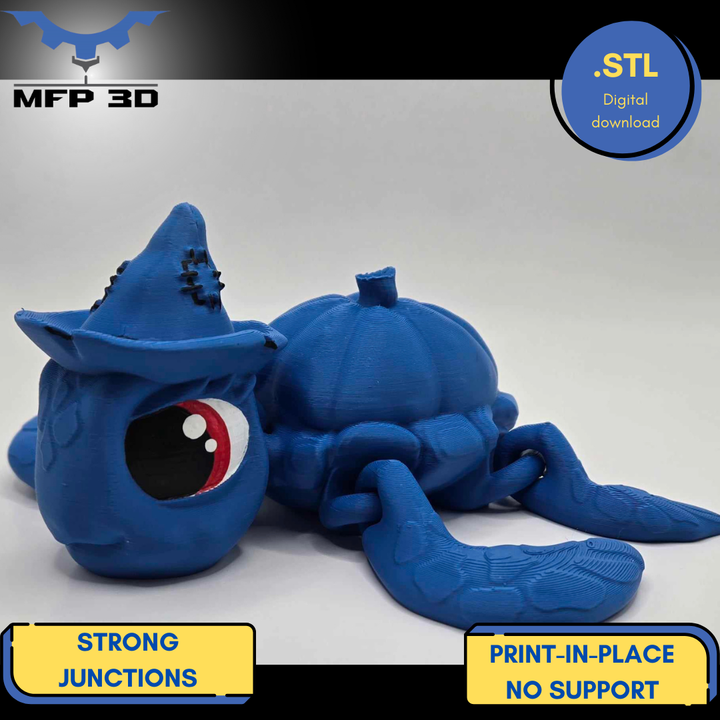 3D Printable HALLOWEEN-ARTICULATED WITCH TURTLE MFP3D -NO SUPPORT