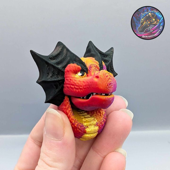3D Printable Dragon Mini Finger Puppet + Keychain by Kirsten M