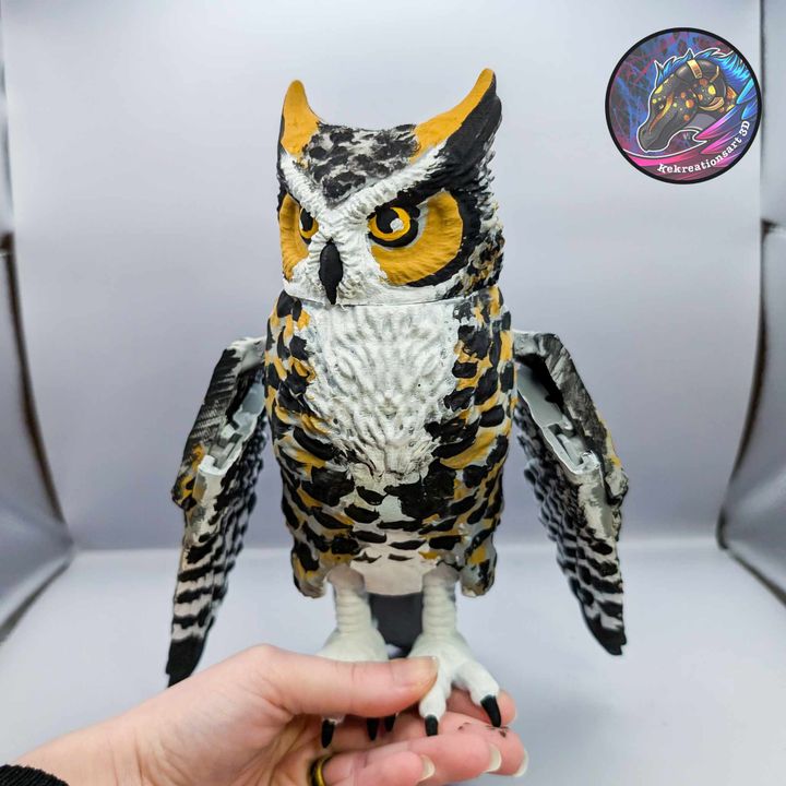 3D Printable Flexi Great Horned Owl by Kirsten M