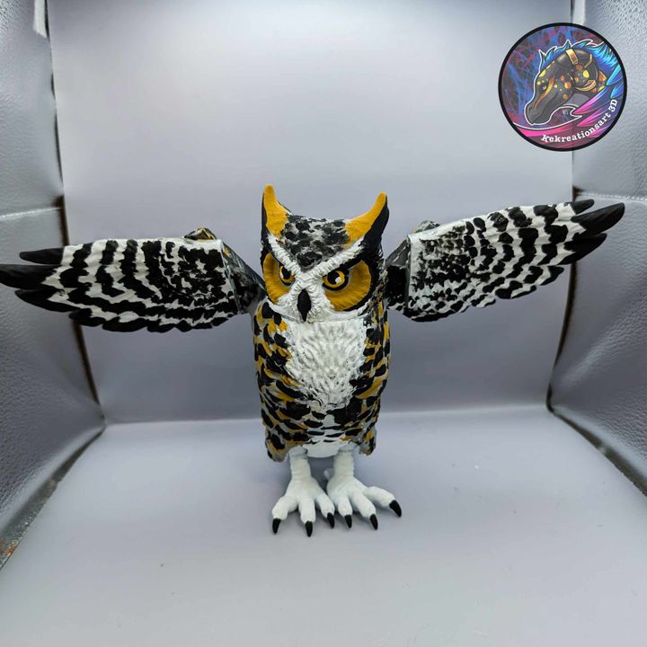 3D Printable Flexi Great Horned Owl by Kirsten M