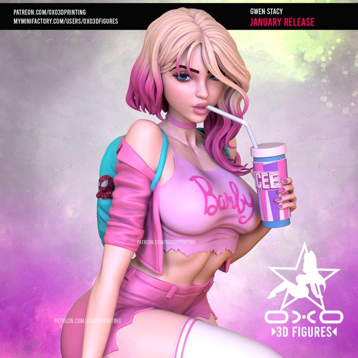 3D Printable Gwen Stacy Casual Miniature Figure by OXO3D Figures