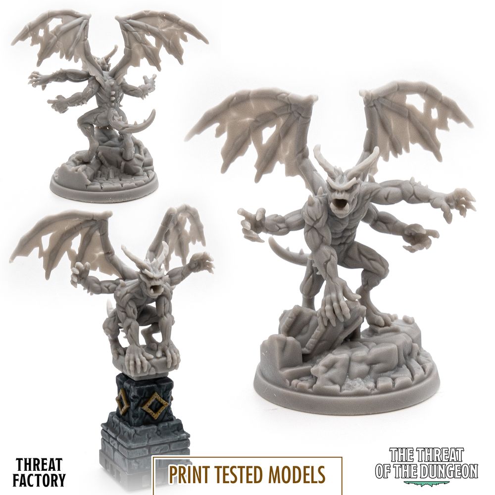 3D Printable Giant Four-Armed Gargoyle (statue & animated) by