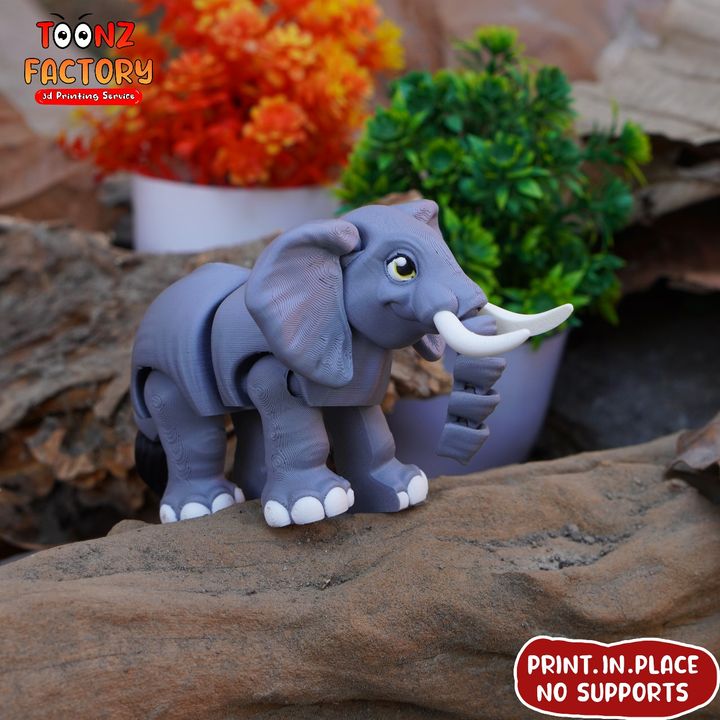 3D Printable PRINT IN PLACE CUTE FLEXI ELEPHANT by Toonz Factory 3D Printable PRINT IN PLACE CUTE FLEXI ELEPHANT by Toonz Factory