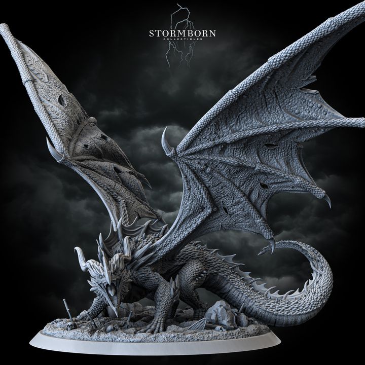 3D Printable Ancient Red Dragon by Stormborn Collectibles