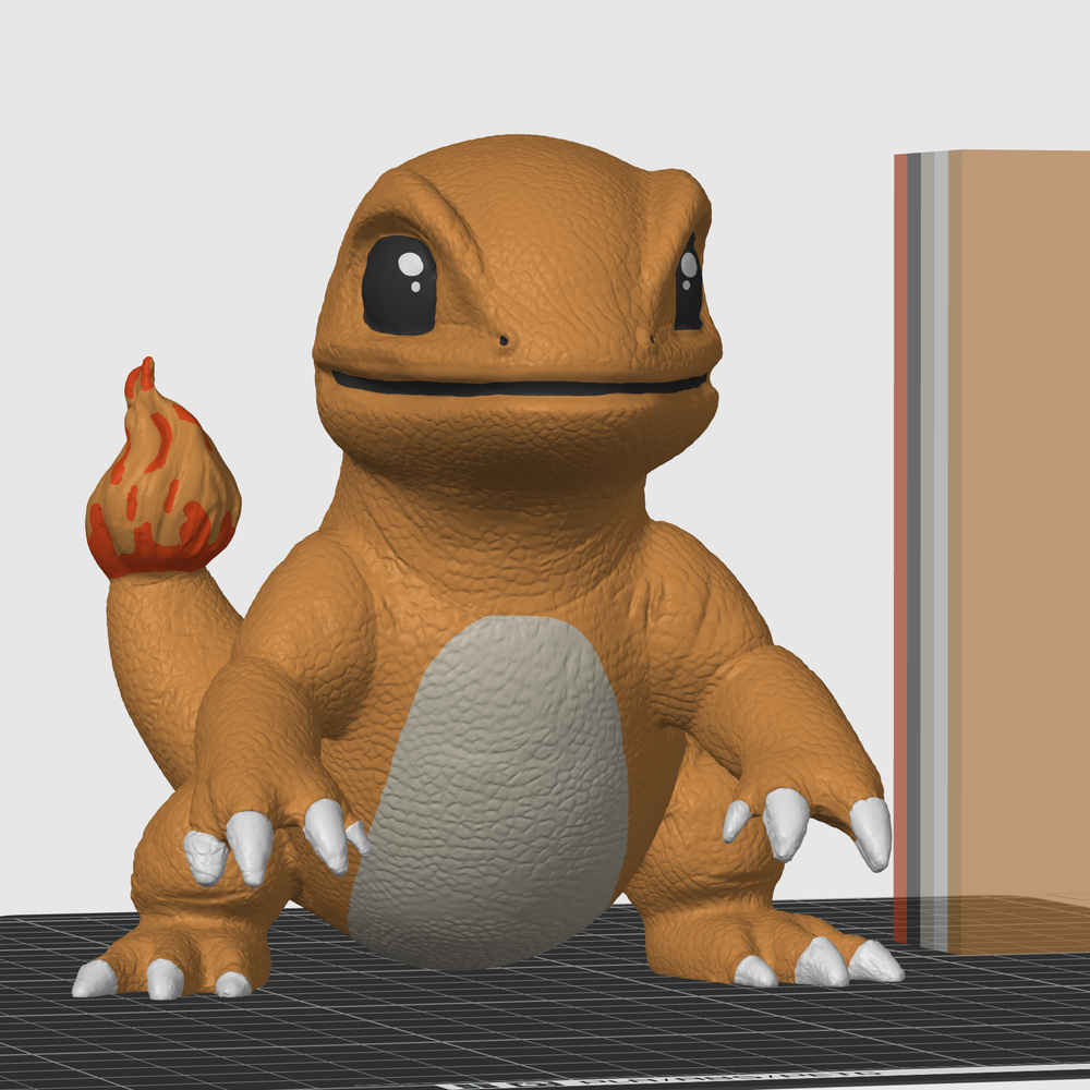 3D Printable Realistic Charmander - Pokémon Figurine - No Supports 3D Print  STL/3MF by SEREV3d, image size:1000x1000