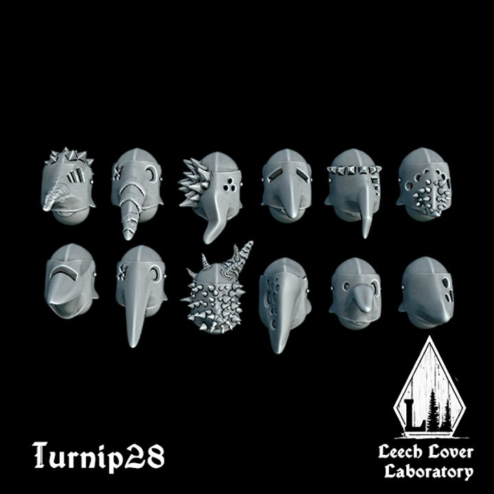 3D Printable 12x Fodder rooted Heads for Turnip28 by