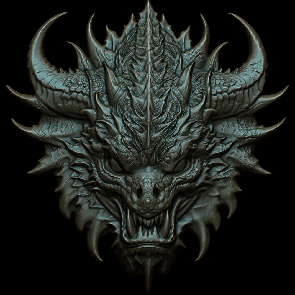 3D Printable Dragon Head Relief No15 STL file for 3d printing or CNC by  SIAMAK NAEIMIPOUR, image size:1000x1000