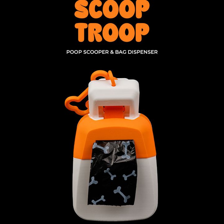 3D Printable Scoop Troop Poop Scooper & Bag Dispenser by Stlflix