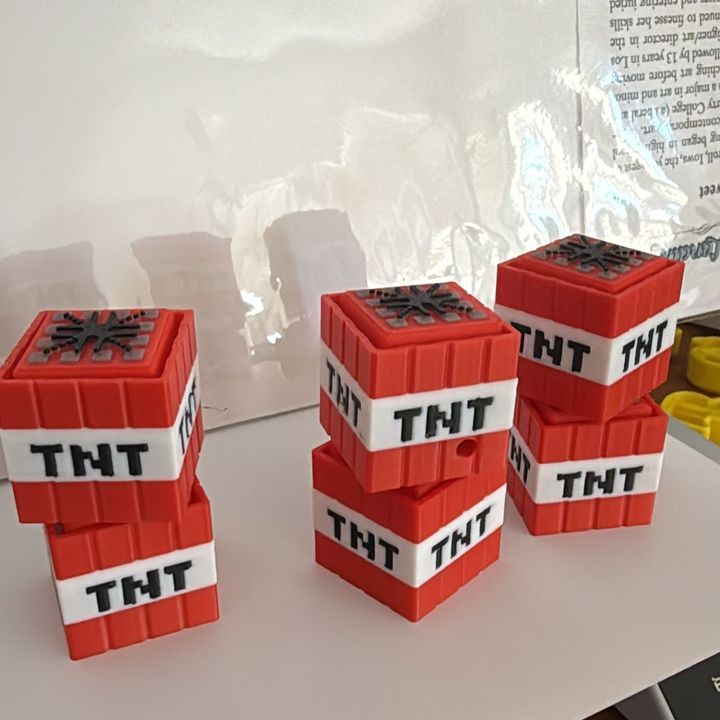 3D Printable Minecraft TNT Clicker Fidget and Keychain by Jambaby