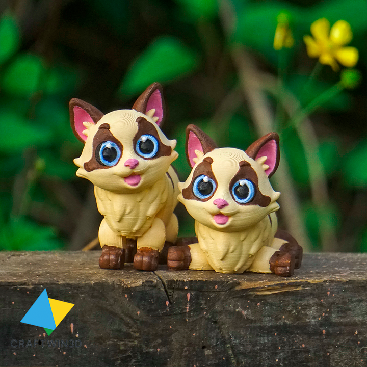 3D Printable Print in Place Flexy Ragdoll Cat by Craftwin