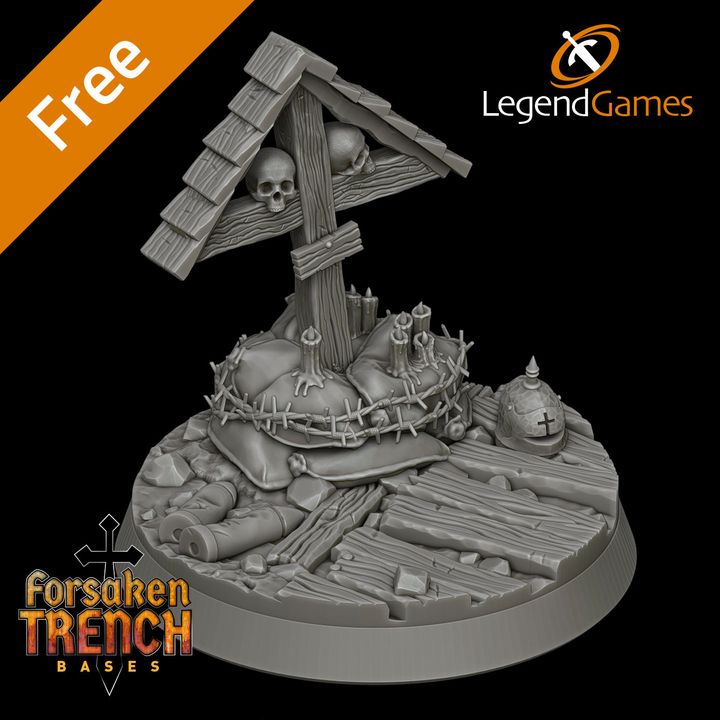 3D Printable LegendGames FREE 40mm Trench Crusade Shrine Base by