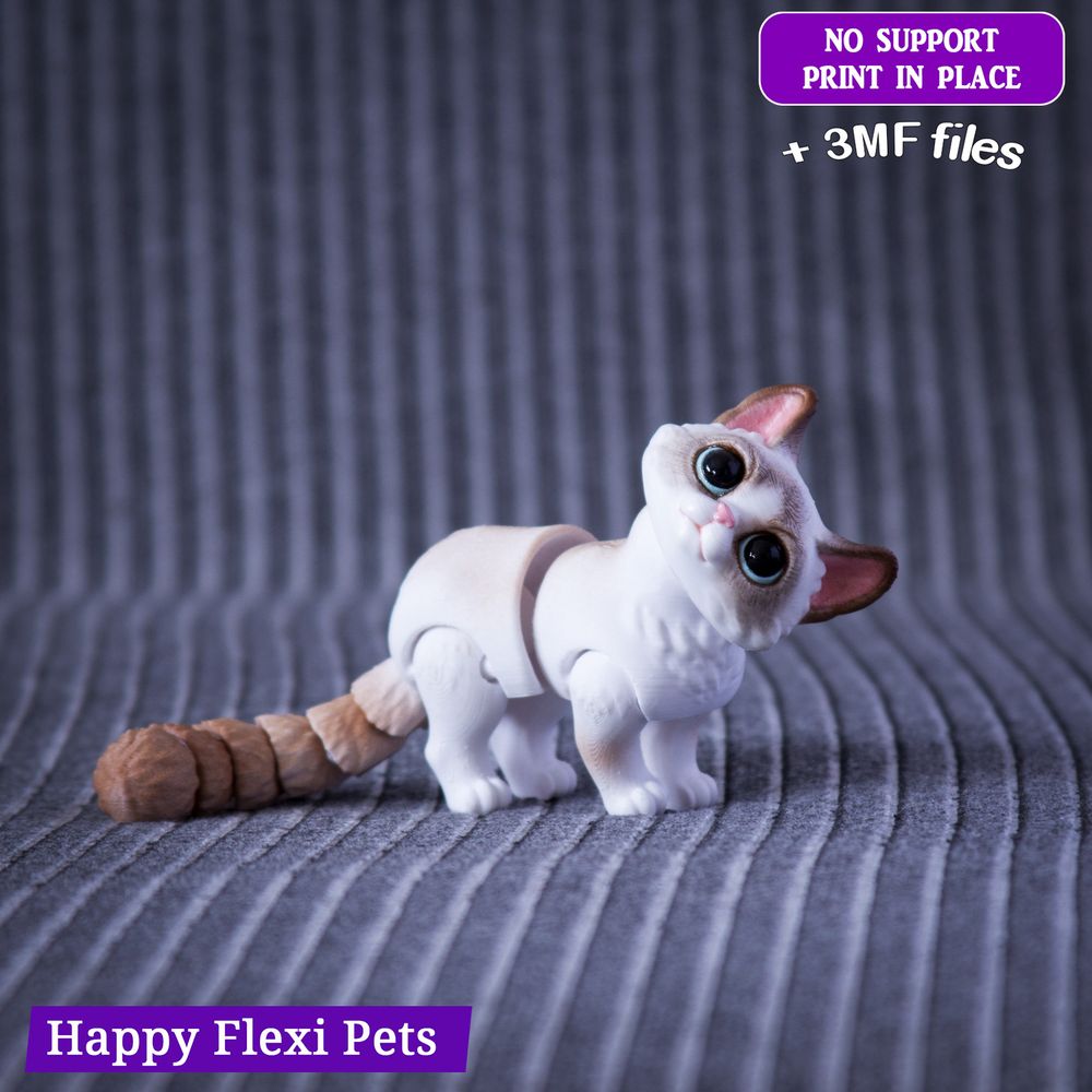 猫さん 3D Printable Muffin the cute flexi articulated cat toy (#42) by